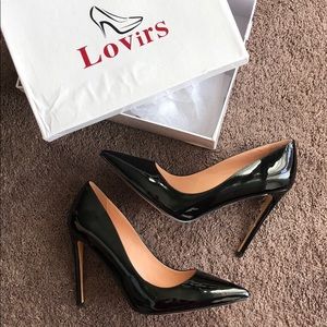 Brand new shiny black fetish heels